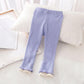 Girls' Leggings Elastic Pants Versatile Long Pants Contrast Color Lady Sweet Spring and Autumn Pants Inside and Outside