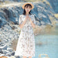 Pofulove Plus Size Women Summer Floral Chiffon Dress Slim Long Dress Below The Knee Sexy Dress