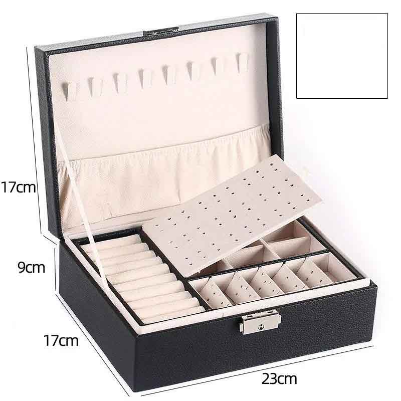 Jewelry Box Princess European Wooden Jewelry Box Earrings Simple Double-layer Storage Box