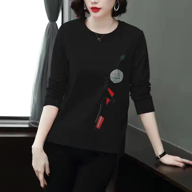 Cotton Spring and Autumn Long Sleeve T-shirt Women Loose Large Size Women's Bottoming Shirt Top Clothes