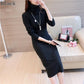 High Neck Long Sweater Autumn and Winter Over The Knee Retro Slim Bottoming Shirt Fashion Knitted Dress