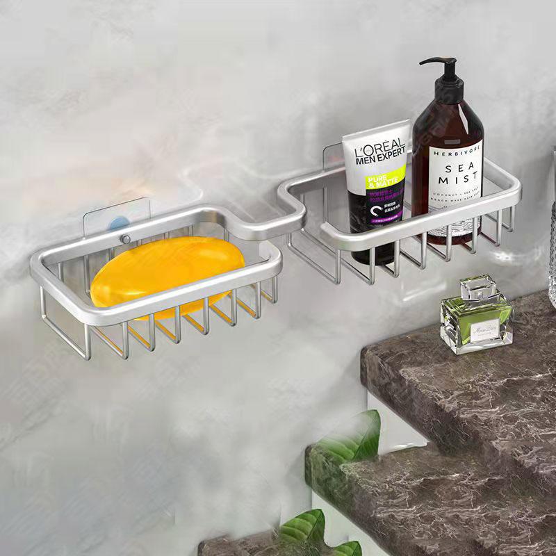 Soap Box Drain Shelf Bathroom Shelf Toilet Creative Free Punch Rack Household Wall-mounted Household Rack Organizer Strong Suction Soap Dish