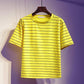 Fashion Summer T-shirt Set Loose Striped T-shirt Denim Short Two-piece Set Women Shorts Set Outfits