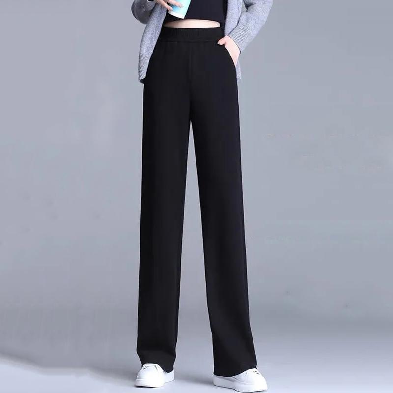 Women Pants Plus Size Black Loose Casual Trousers Straight Capris Bottoms