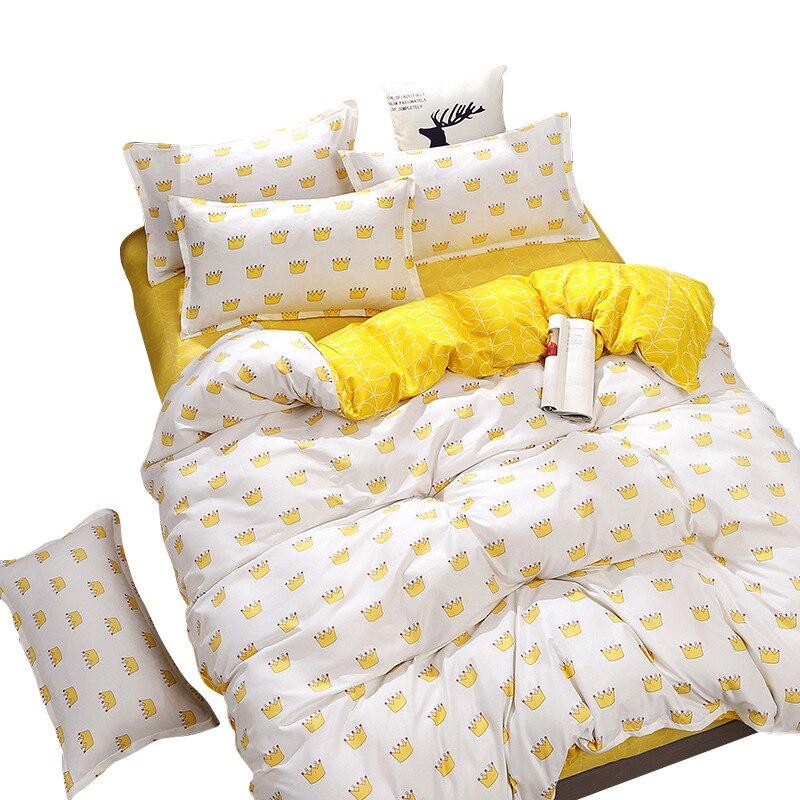 Cheap Four-Piece Bedding Set Quilt Cover Sheet Pillowcases Suit Polyester Anti-Static Delicate Children's Student Princess Style