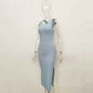 Dress Women's Fashion Casual Tight Slit Vest Long Skirt Spring Summer Dress