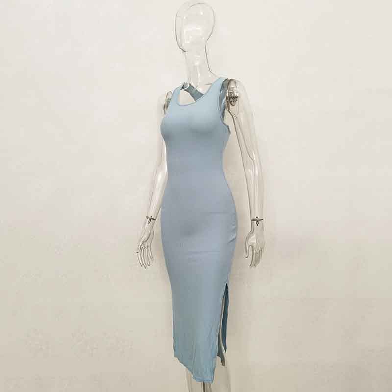 Dress Women's Fashion Casual Tight Slit Vest Long Skirt Spring Summer Dress