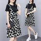 1 Pcs Stitching Short Sleeve Dress Plus Size Women's Clothing Spring Summer S-XXXL Loose Love Heart Shape Print