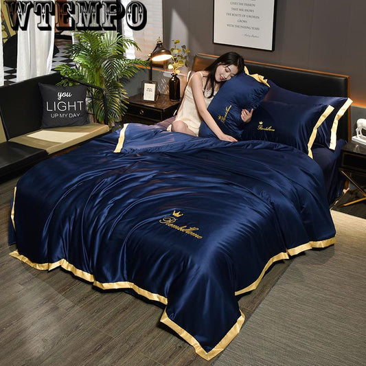 Dark Blue Winter Flannel Quilt Cover Soft Coral Fleece Comforter Cover  Thickening Warm Duvet Bedding Cover Pillowcases