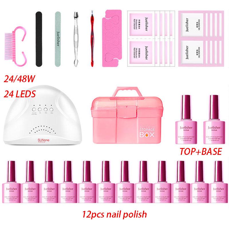 Nail Art Tools kit Nail Set UV LED Lamp Dryer 32 pcs Nail Gel Polish Kit Soak Off Manicure Tools Set