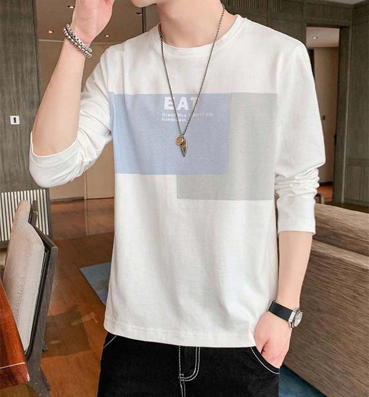 Long-sleeved Cotton Men's Spring Bottoming Shirt Loose T-shirt Men's Shirt Student T-shirt