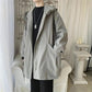 Tooling Jacket Men's Spring and Autumn Hong Kong Style Handsome Windbreaker Jacket Loose Tide Brand Mid-length Hooded Gown