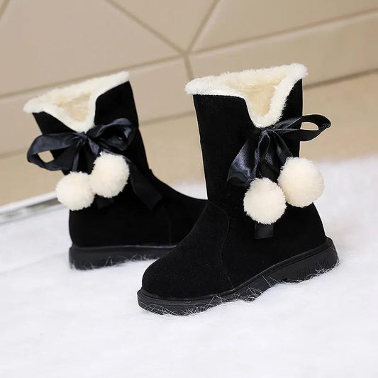 Girls' Snow Boots Princess Boots Cotton Boots High Top Cotton Shoes One Foot Warm Plush Fashion Boots
