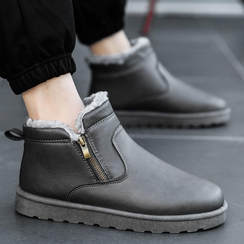 Winter Men's Shoes Plus Velvet Thick Warm Cotton Shoes Outdoor Waterproof and Ski Boots