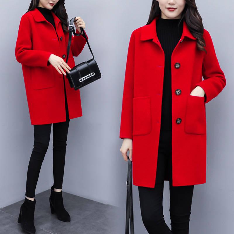 Women Jacket Autumn Winter Coat Fashion Women's Lapel Overcoat Long Woolen Overcoat Women Coats