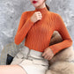Women's Solid Color Warm Sweater Twist Knit Pullover Long Sleeve Lace Half Turtleneck Bottoming Shirt