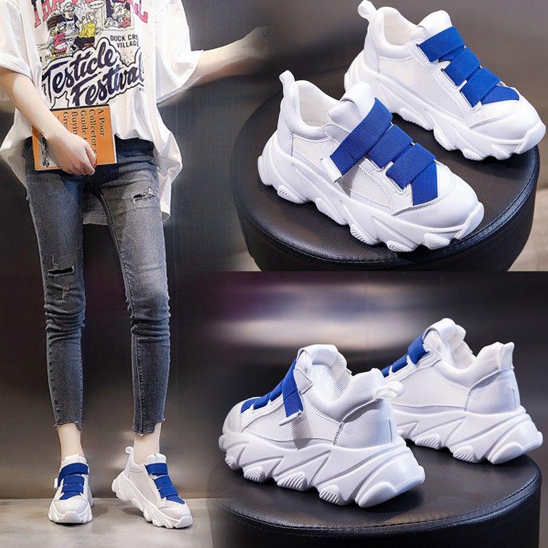Trifle Small White Shoes Women Spring  Summer Candy Color Velcro Mesh Breathable Sneakers Thick-soled Running Shoes