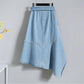 Fashion  Women Plus Size Skirt Set Summer Short Sleeve Printed T-shirt Asymmetric Denim Skirt 2 Piece Set Skirt and Tops