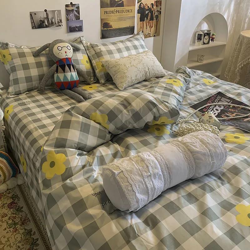 Princess Wind Girl Bedding Four-piece Student Dormitory Pure Cotton Love Quilt Cover Sheet 1.5m 1.8m 2.0m