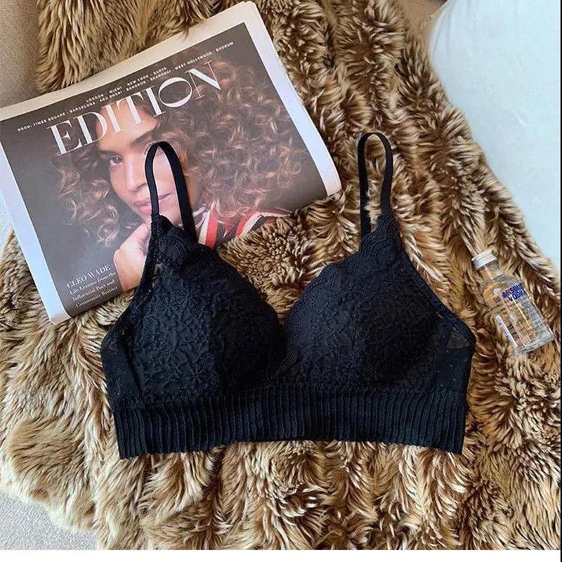 French Thin Sexy Lace No Steel Ring Triangle Cup Collection Breast Beautiful Back Ladies Underwear Bra