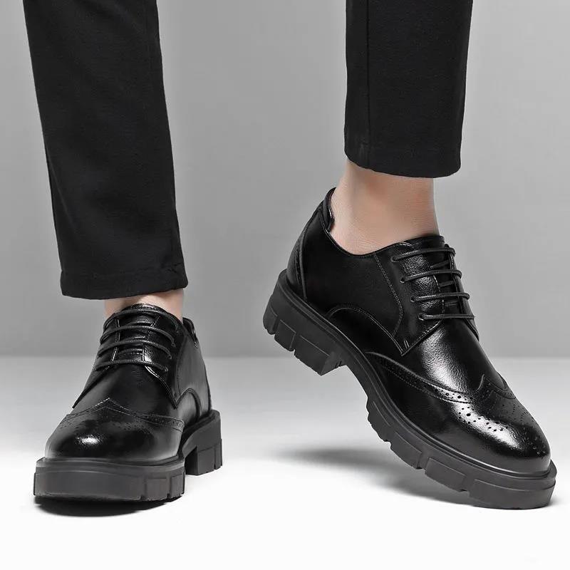 Inner Height Leather Shoes Men's Height-increasing Shoes Genuine Leather Business Suits Thick-soled Casual Men's Shoes