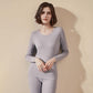 Autumn Clothes O-neck Tops Pants Women Winter Thermal Underwear Tight Suit Thicken Windproof Comfortable Soft Lining Long Sleeve High Elasticity Slim