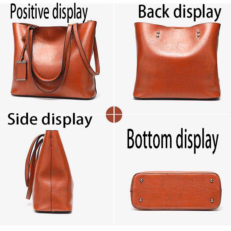 Woman bag Leather bag Big capacity European and American style Shoulder Handbag Trendy wild