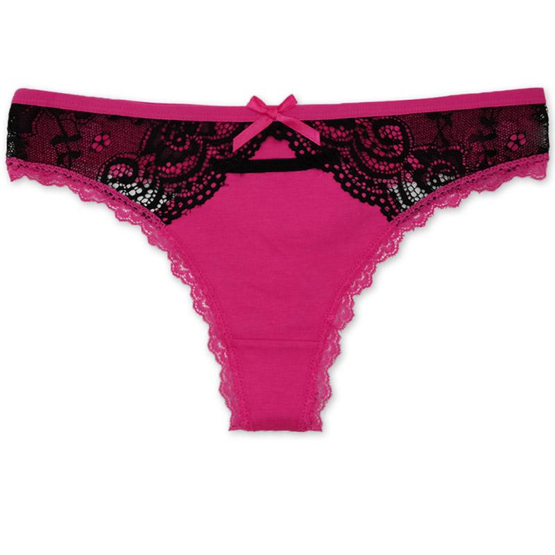 6pcs/set of Pure Cotton Underwear Women T-back Sexy Fashion Plus Size Thong Lace Solid Color Underwear