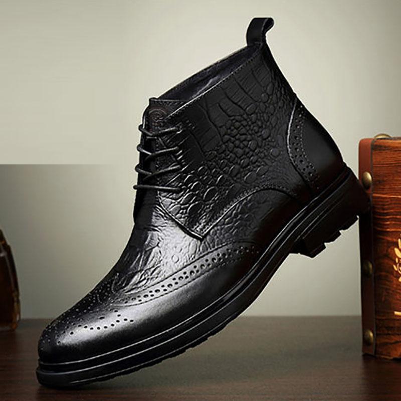 Martin Boots Men's Real Cowhide Mid-cut Boots Men's Casual Shoes Business Shoes Men's Boots Black Shoes