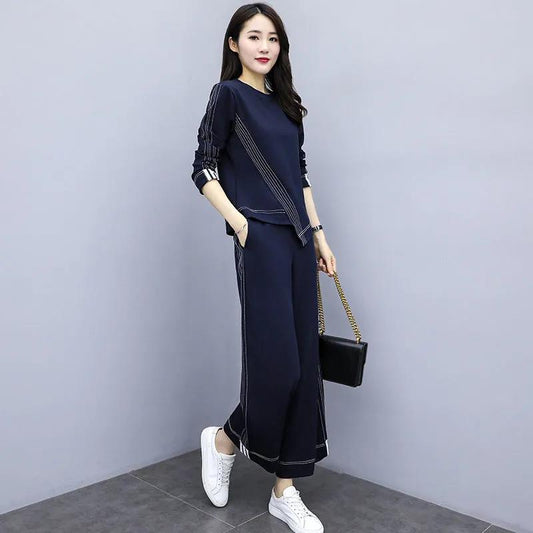 2021 Wide-leg Pants Suit Women's Fashion Spring and Autumn Light Mature Temperament Two-piece Women's Clothing