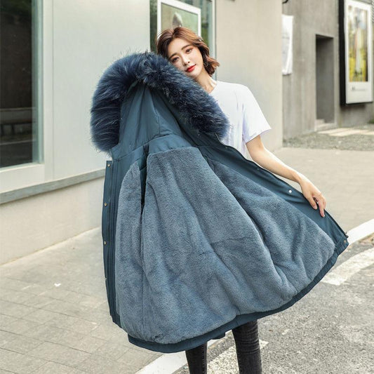 Parker Women's Short Winter Cotton Coat Loose Korean Student Down Hooded Plus Fleece Velvet Jacket