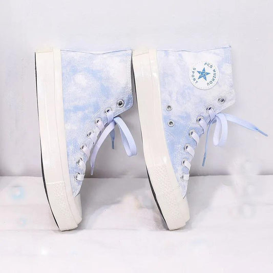 Gradient Color Lace-up Canvas Shoes Female Students Korean Style High-top Shoes Female Tie-dye Shoes