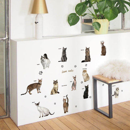 [sticker ]Diy Cut 12 Cats Wall Stickers For Kids Rooms Nursery Boy Girl Baby Bedroom Decoration Art