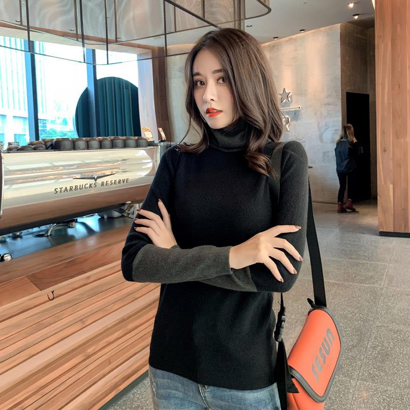 Slim Turtleneck Bottoming Sweater Women's Long-sleeved Hit Color Sweater Autumn and Winter