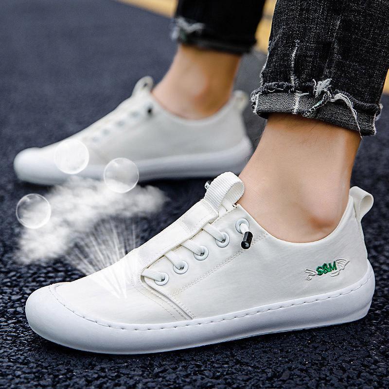 Ice Silk Canvas Shoes Men's Summer Driving Shoes Lazy Pedal Casual Cloth Shoes Korean Version Trend All-match Men's Shoes