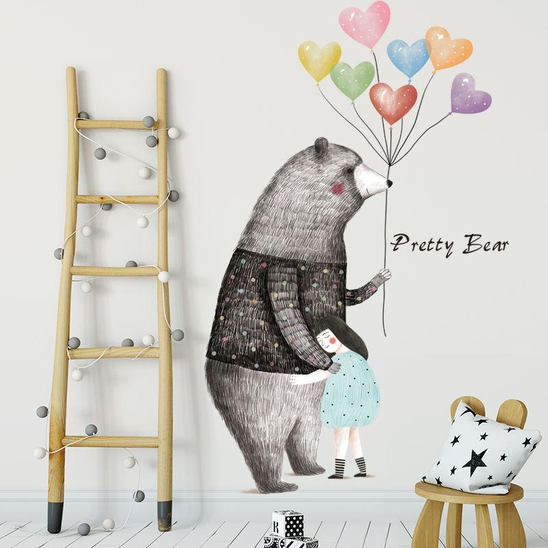 Bedroom Layout Decoration Wallpaper Cute Animal Waterproof Flat Surface Detachable Decorative Stickers Wall Stickers