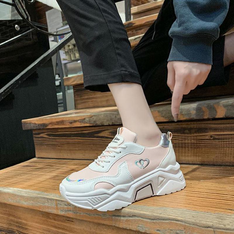 Thick-soled Heightened Comfortable Sneakers for Female Students Korean Version of All-match College Style Old Shoes
