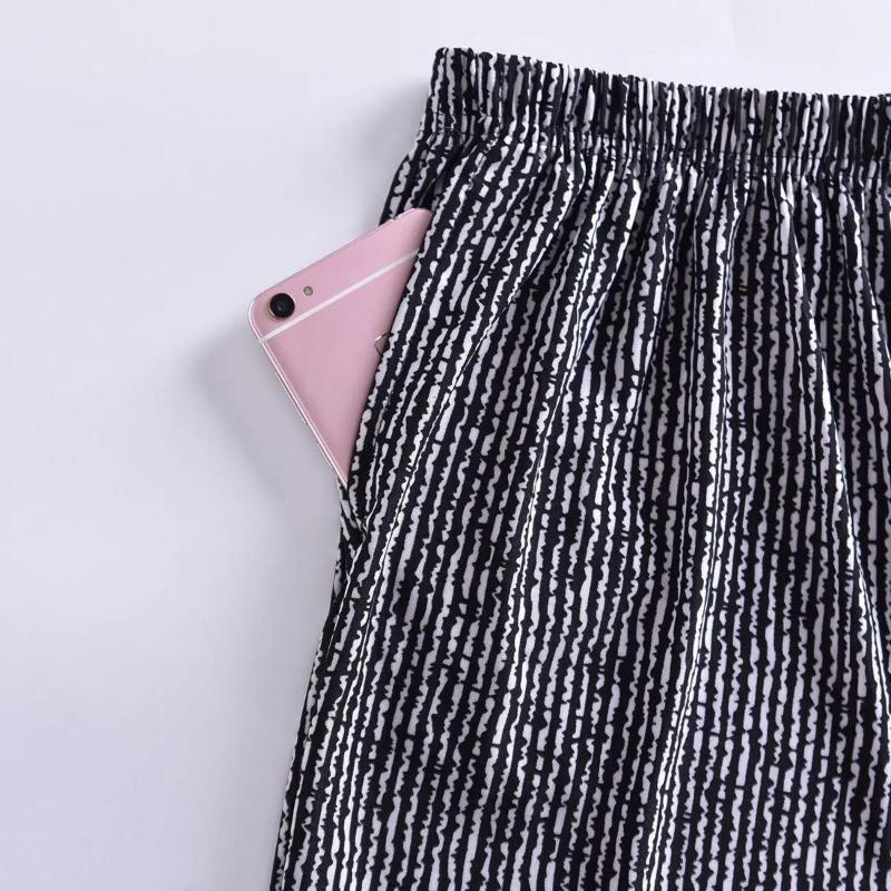 Summer Thin Section Cold Silk Middle-aged and Elderly Pants Women Casual Pants Women High Waist Loose Elastic Large Size Pants