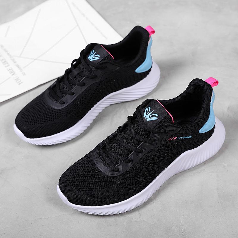 Women Running Shoes Breathable Mesh Lace Up Flat Sneakers Black Sport Woman Designer Shoes for Girls