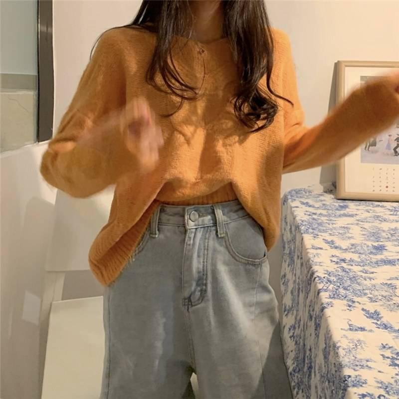 Pofulove Purple Twist Sweater Women Autumn Winter Wear Pullover Fashion Thick Wild Sweater Women