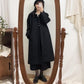 Black Long Woolen Winter Korean Style Over-the-knee Thick Coat for Female Students Loose and Thin Woolen Coat