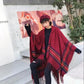 Ethnic Style Travel Outside with Shawl Cloak Female Autumn and Winter Thick Warm Red Shawl Windproof Buckle Hooded Cloak