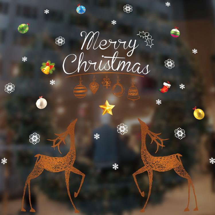 Celebrate Christmas Cartoon Wall Sticker Window Display Decoration PVC Waterproof Easy Wipe Sticker