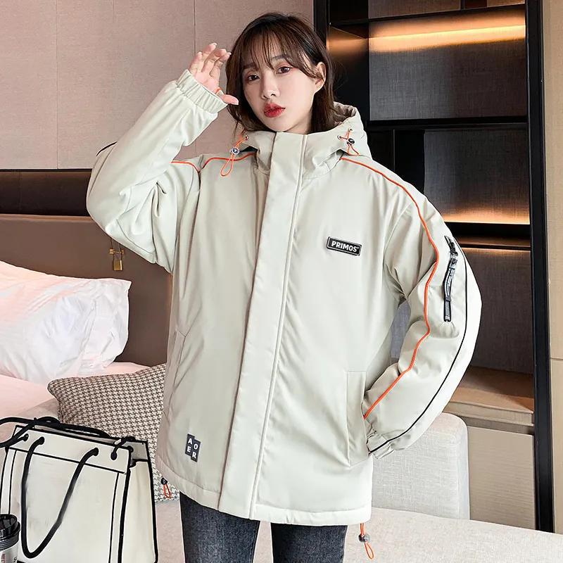 Autumn and Winter Cotton-padded Female Students Casual Loose Tooling Top Outer Wear Thickened Windproof Cotton-padded Jacket Couple Clothes