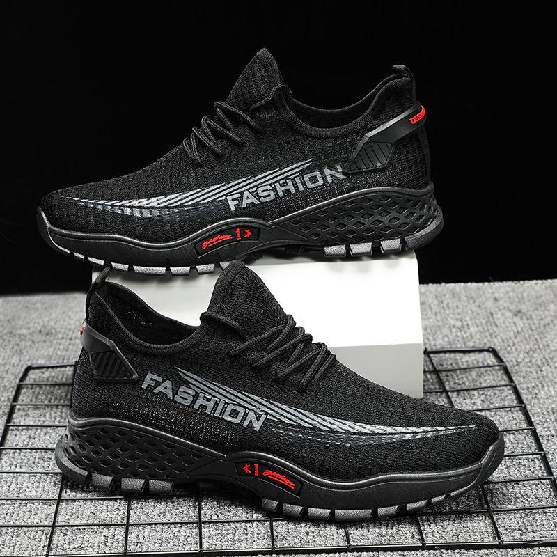 Spring and Autumn Men's Trendy Shoes Flying Mesh Casual Sports Men's Shoes Korean Version of All-match Running Shoes Light