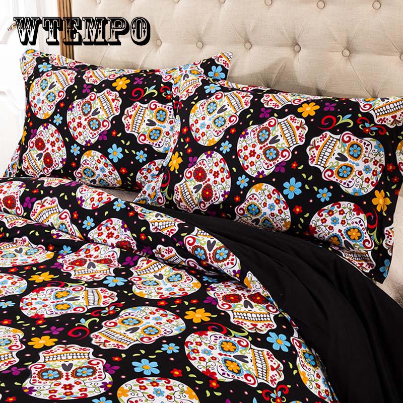 Skull Printed Bedding Sets Single Double Full Queen King AU EU US Size Duvet Cover Pillowcase
