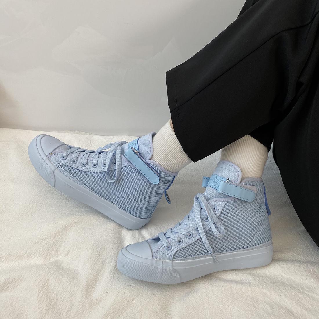 Summer Candy-colored Mesh High-top Canvas Shoes Female Students Korean Version of Ins Wild Breathable Casual Shoes