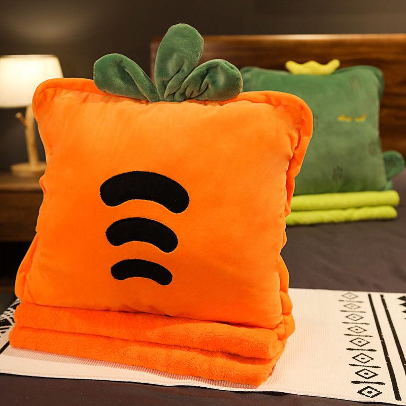 Soft and Warm Coral Fleece Pillow Quilt Dual-use Cute Office Car Pillow Sleeping Artifact Multifunctional Three-in-one Hand Warmer