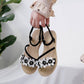 Summer Shoes Woman Sandals Elastic Ankle Strap Flat Flowers Gladiator Beach Sandals Ladies Flip Flops