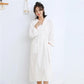 Women's Yukata Pajamas Robe Spring Autumn Loose Waffle Solid Color Bathrobe Long Sleeves Robe Sleeping Robes with Belt